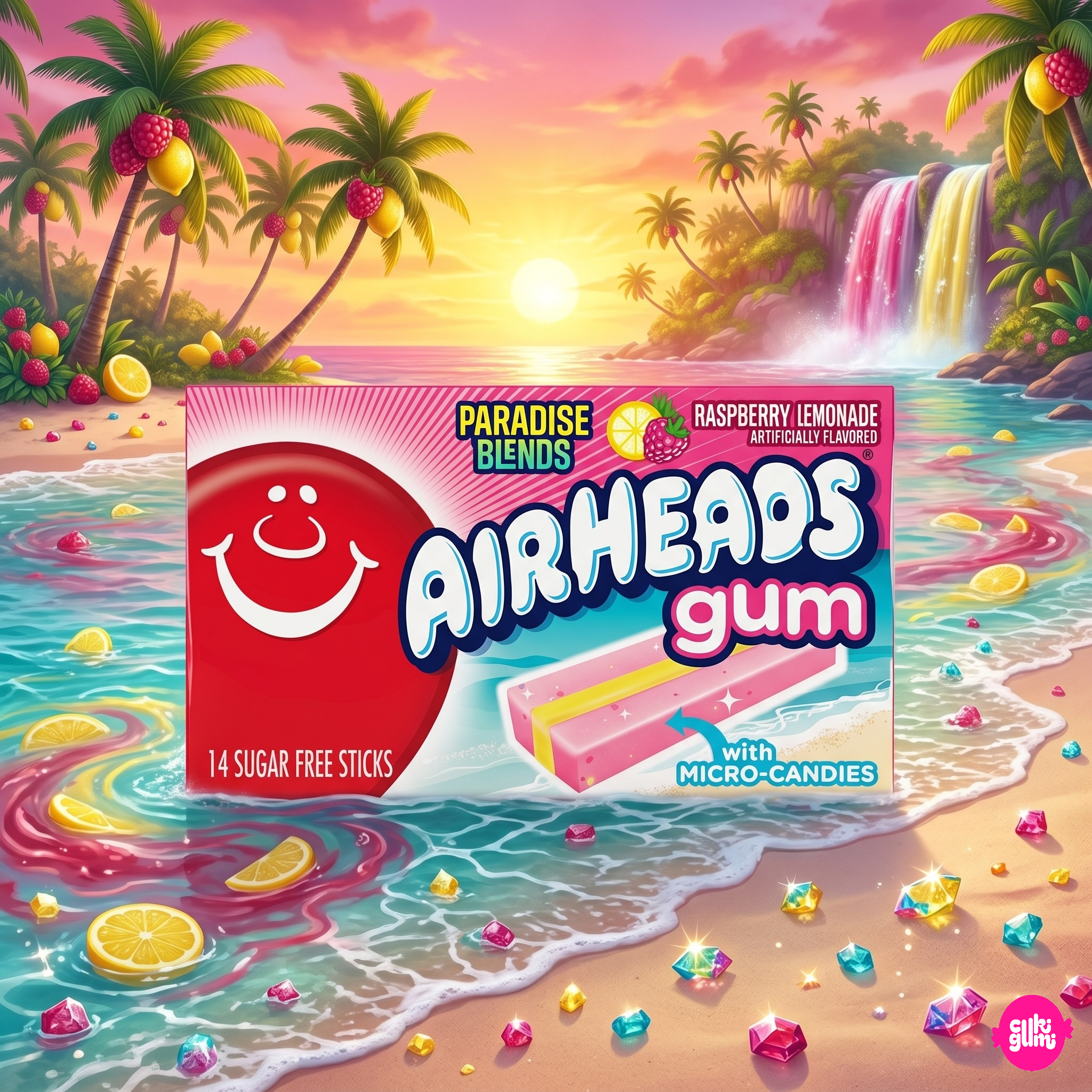 Airheads Gum Raspberry Lemonade 34 g – Raspberry Lemonade Flavored Sugar-Free Chewing Gum