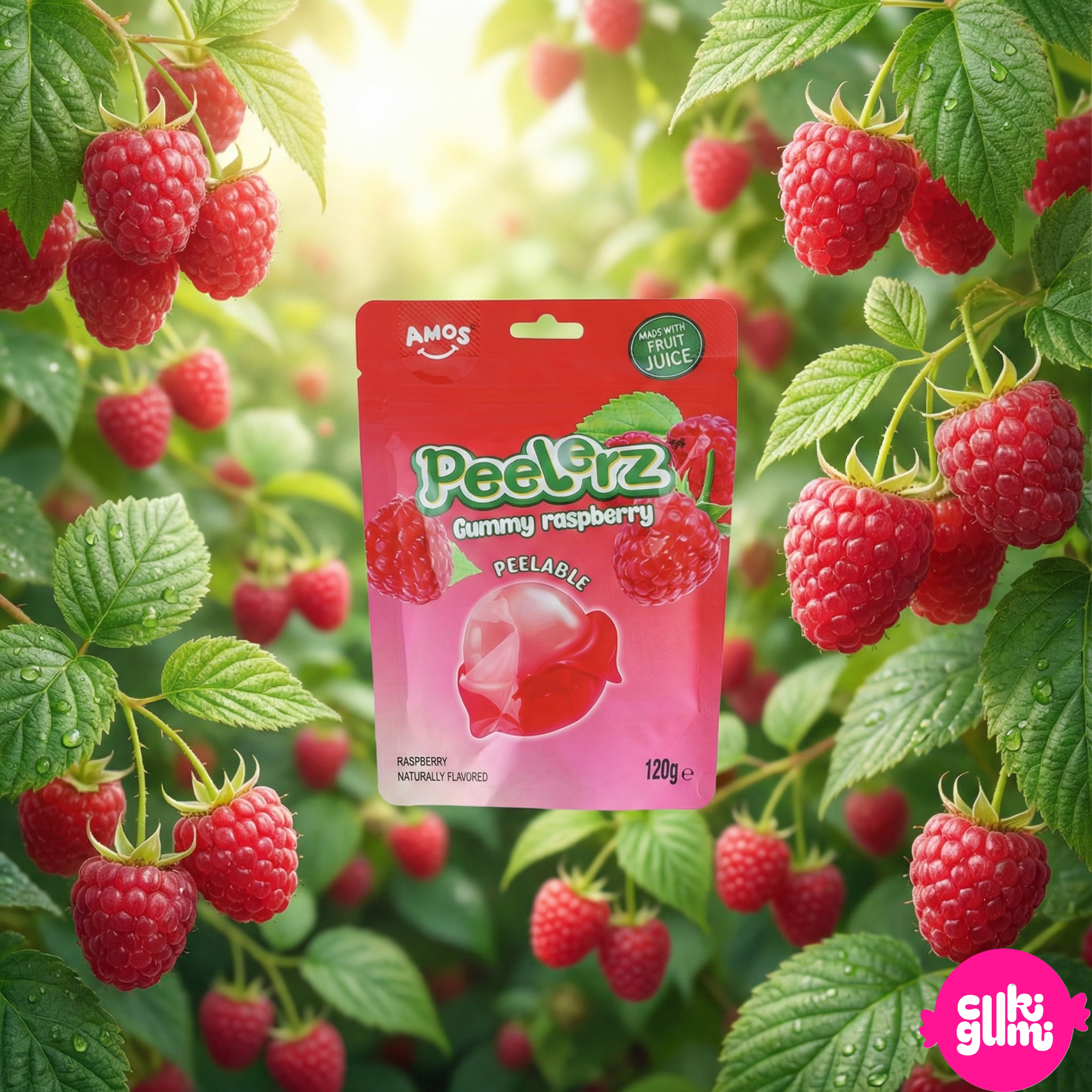 Amos Peelerz Gummy Raspberry – Hámozható málnaízű gumicukor 120 g