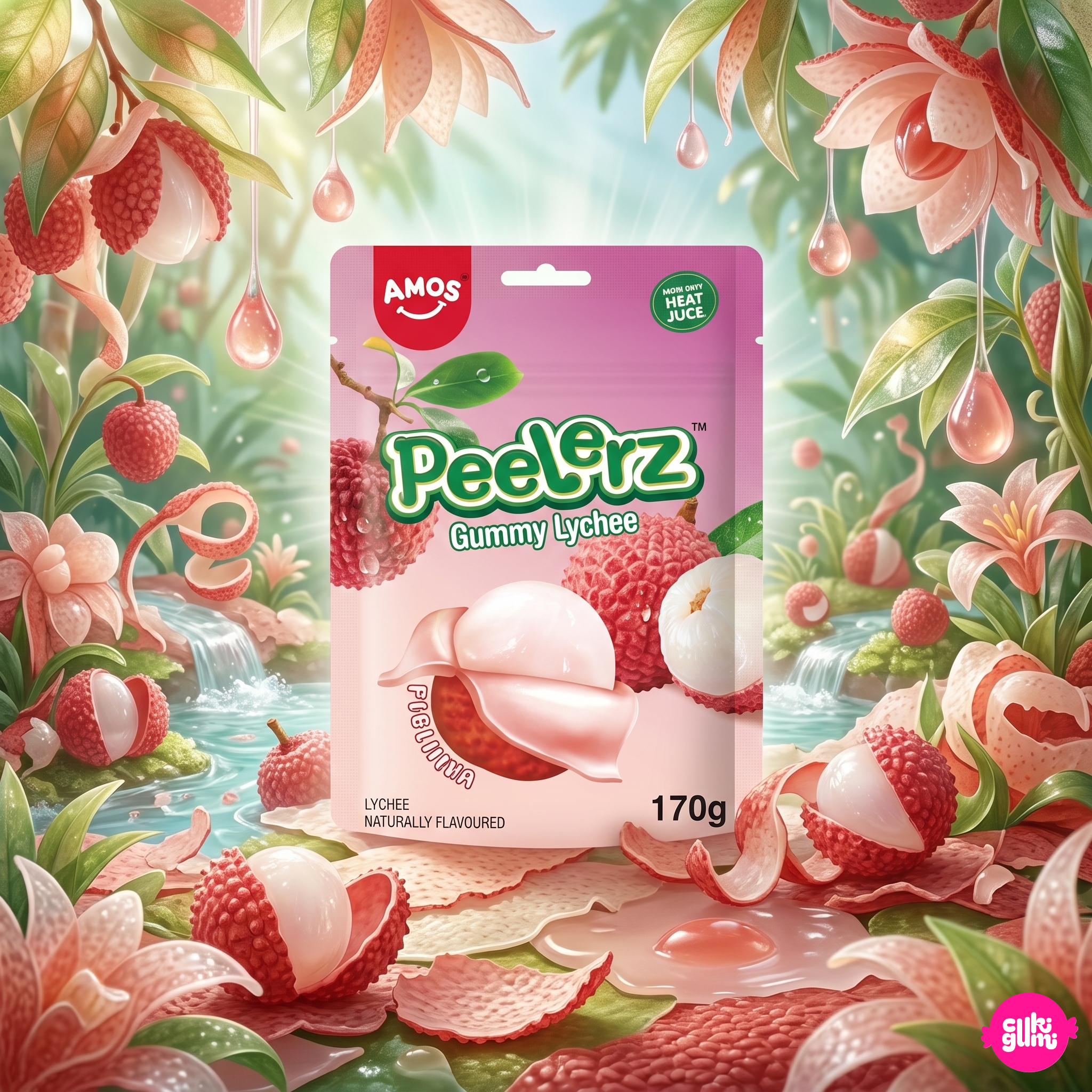 Amos Peelerz Gummy Lychee 170 g – Hámozható Licsis Gumicukor