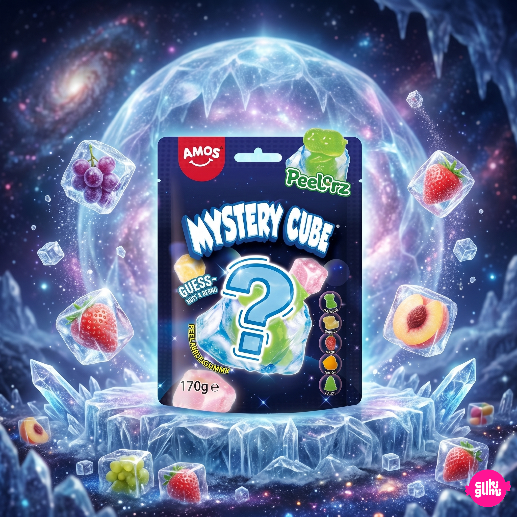 Amos Peelerz Gummy Mystery Cube 170 g – Hámozható Meglepétés Ízű Gumicukor Kocka