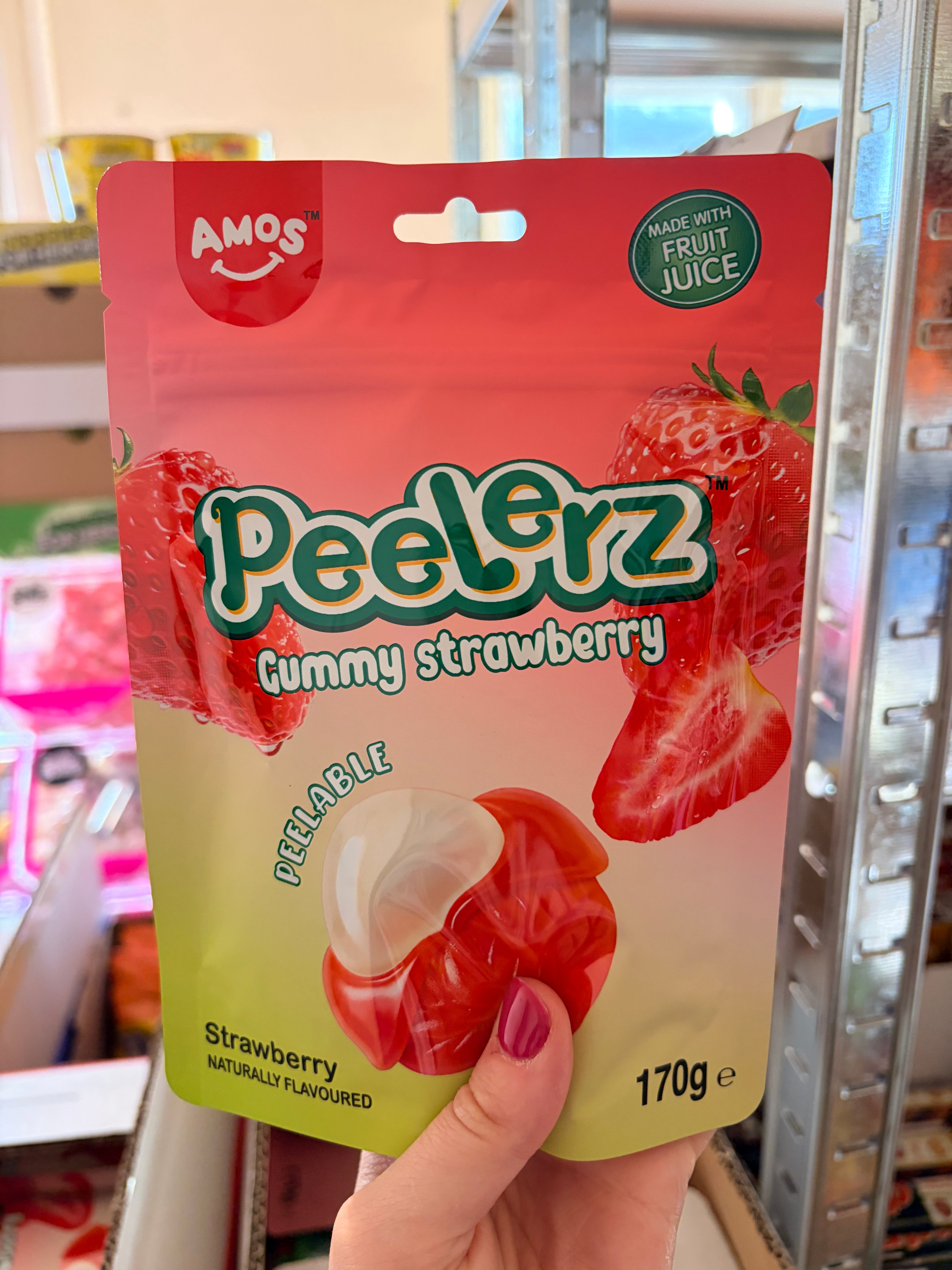 Amos Peelerz Gummy Strawberry 170 g – Hámozható Epres Gumicukor