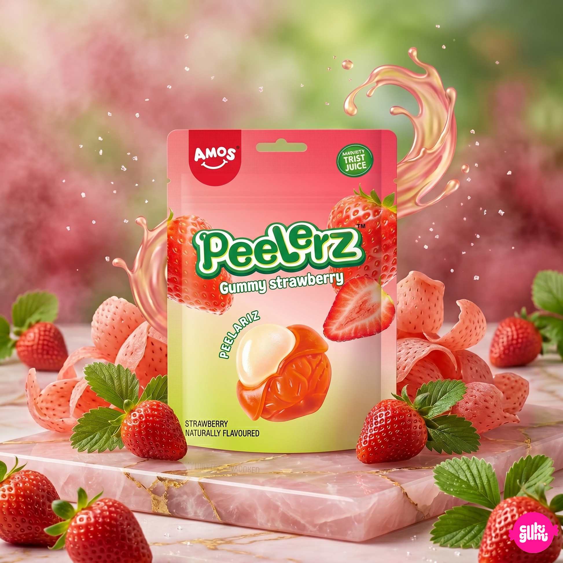 Amos Peelerz Gummy Strawberry 170 g – Hámozható Epres Gumicukor