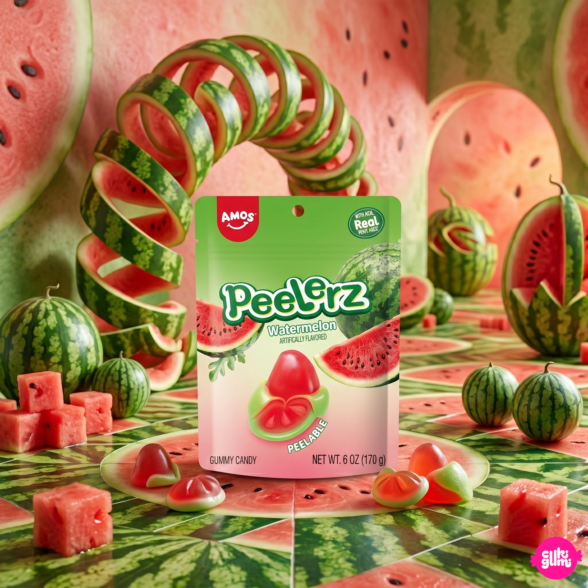 Amos Peelerz Gummy Watermelon 170 g – Hámozható Görögdinnyés Gumicukor