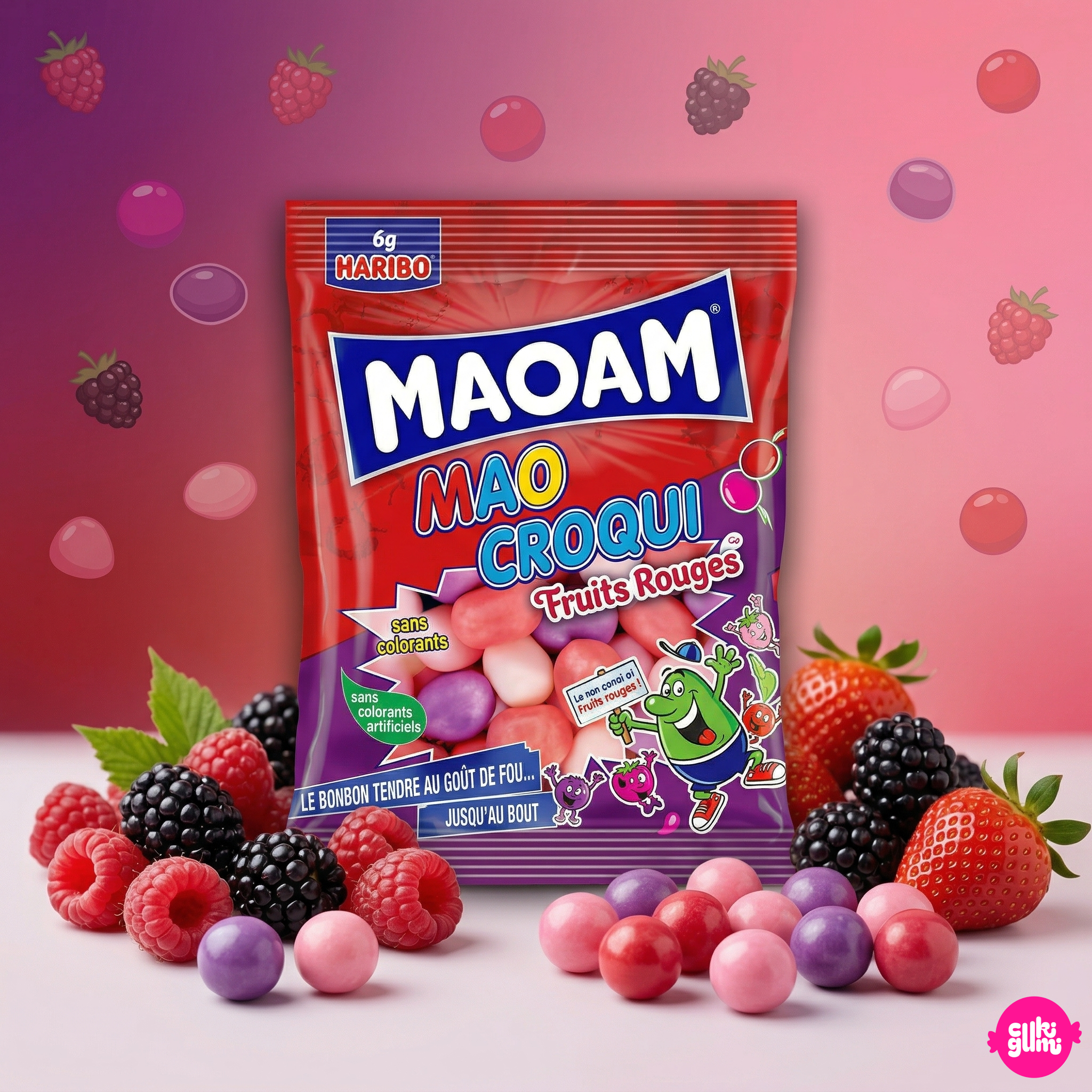Haribo Maoam Croqui Red Fruit 120 g - Ropogós gyümölcsös gumicukor drazsé