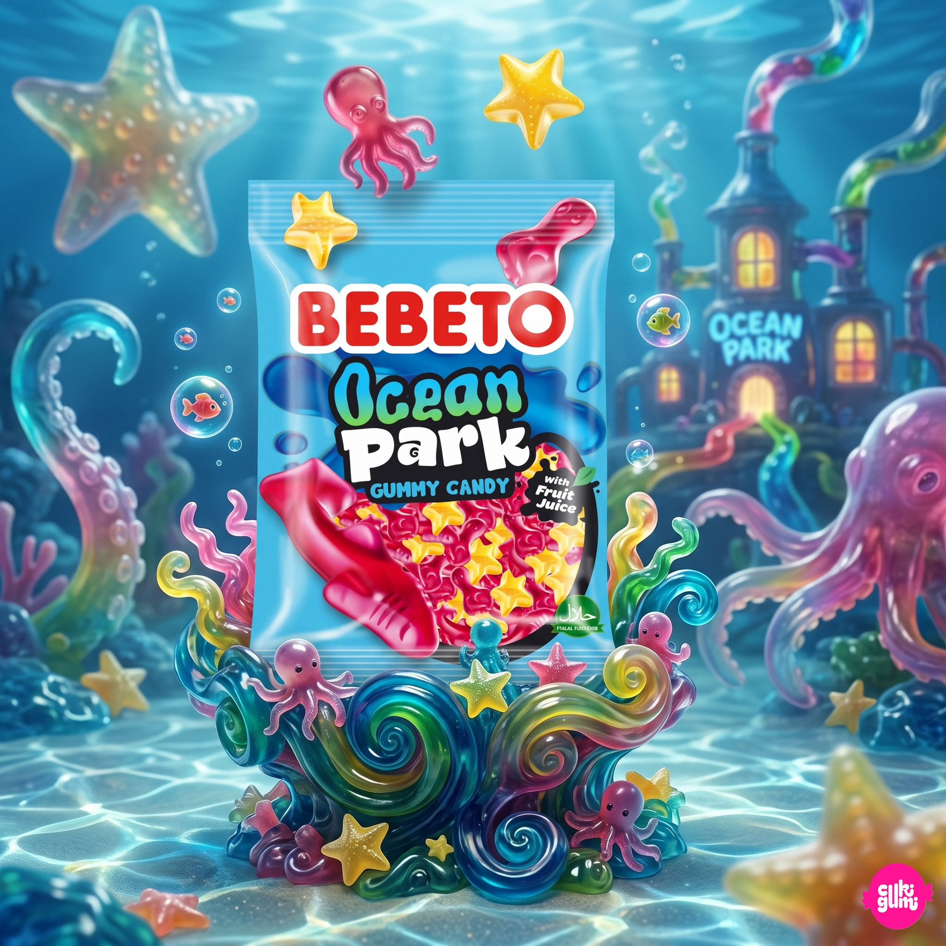 Bebeto Ocean Park 80 g – Tengeri Állat Formájú Gumicukor Mix