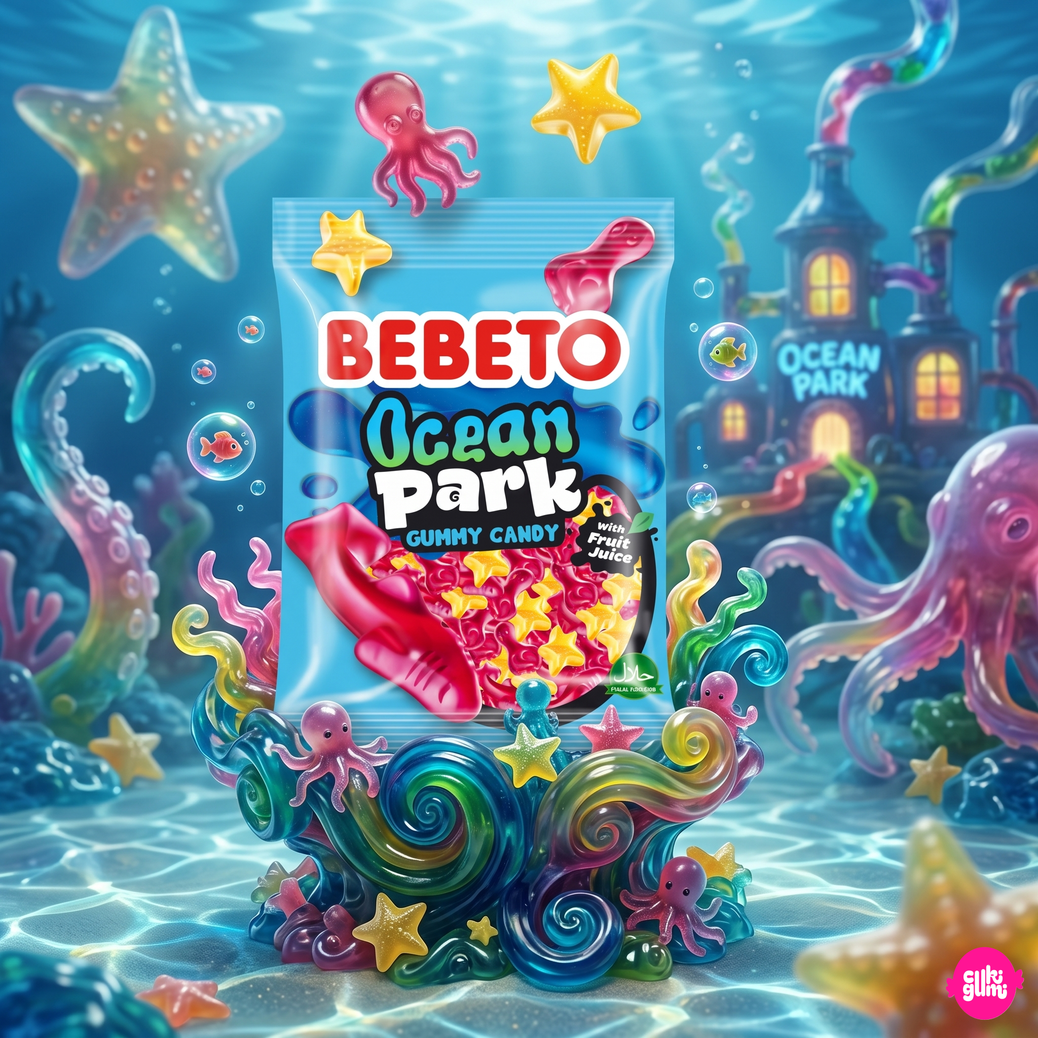 Bebeto Ocean Park 80 g – Tengeri Állat Formájú Gumicukor Mix