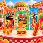 Bebeto Fast Food Gummy Mix Gyümölcsös Gumicukor 10,5 g  (hamburger, pizza és hotdog gumicukor)