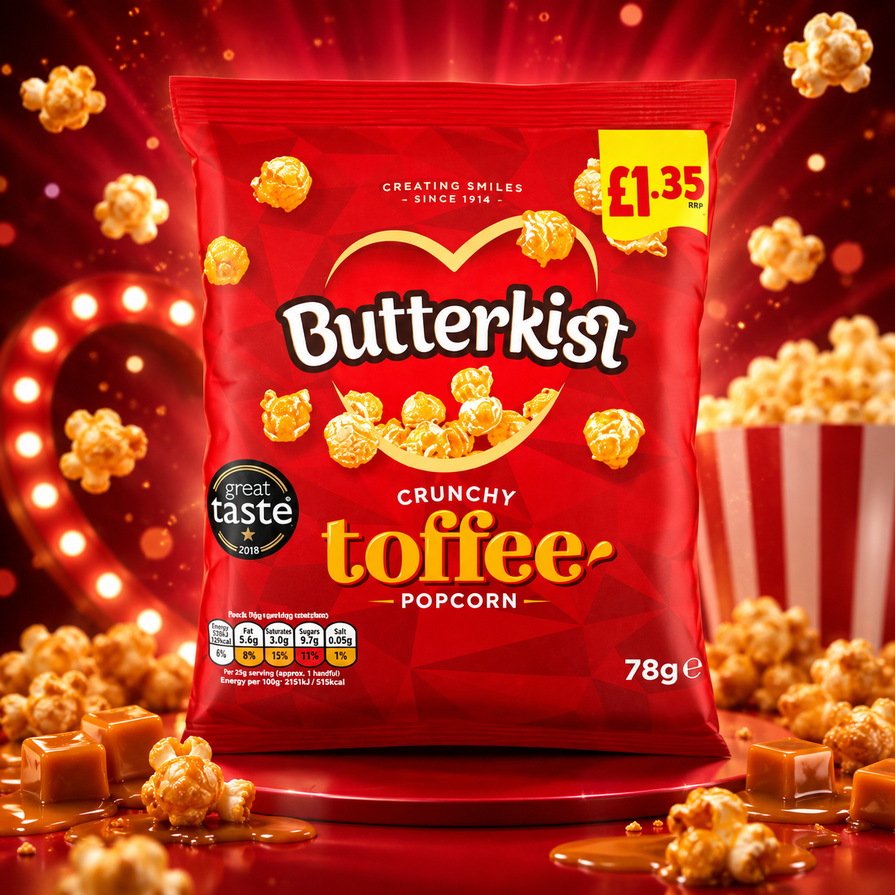 Butterkist Crunchy Toffee Popcorn 78g – Ropogós Karamellás Pattogatott Kukorica
