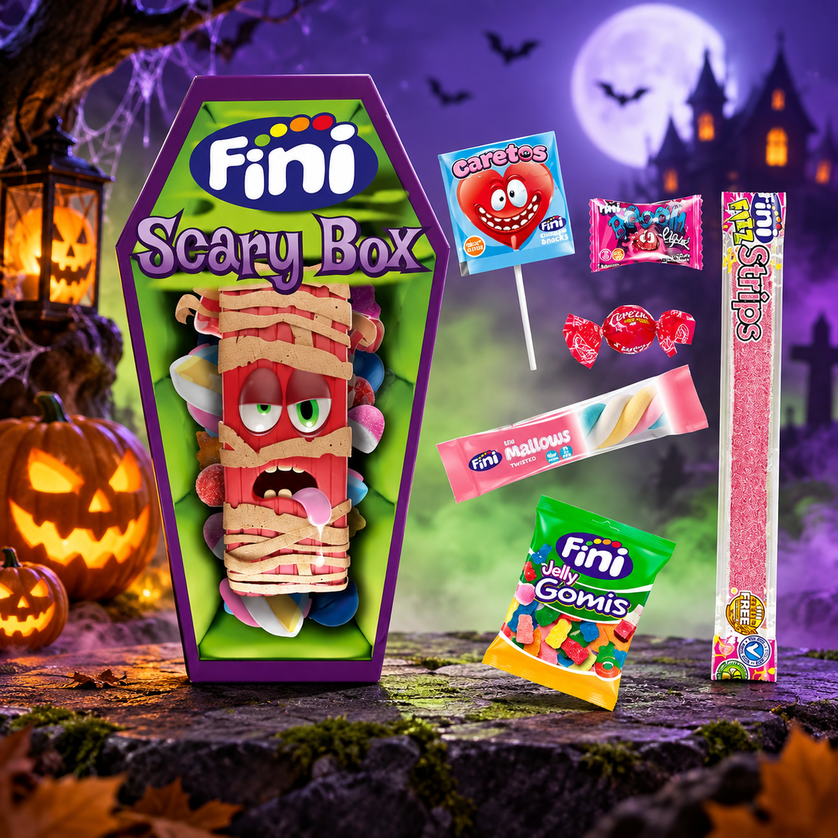 Fini Scary Box Coffin 92 g - Halloween koporsós édességválogatás