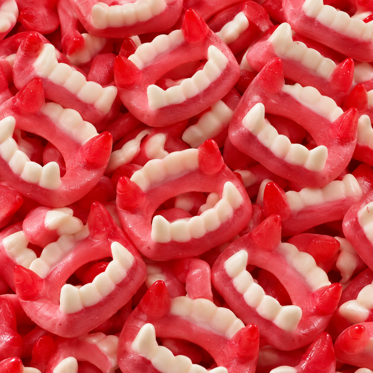 Trolli Dracula Teeth 100 g - Vámpírfog alakú eper-tejszín ízű gumicukor