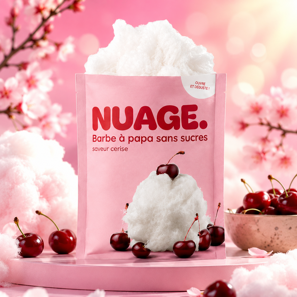 Nuage Cseresznyés Vattacukor 20 g – Cherry Cotton Candy