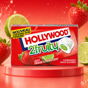 Hollywood 2Fruity Strawberry Lime 22 g – Cukormentes Eper- és Limeízű, Folyékony Töltelékes Rágógumi