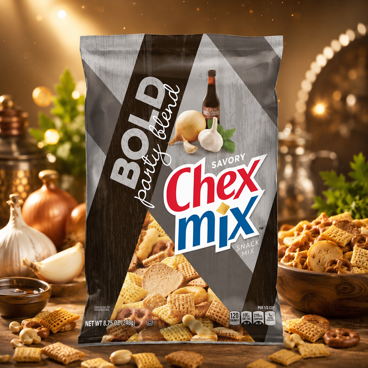Chex Mix Bold Party Blend 226g – Fűszeres Amerikai Sós Snack Mix