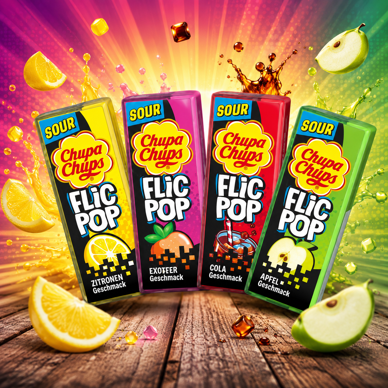 Chupa Chups Flic Pop Sour 14g – Savanyú Nyalóka Visszazárható Tokban