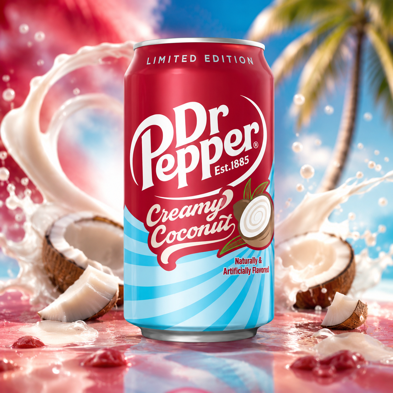 Dr Pepper Creamy Coconut 355 ml – Kókuszízű, Koffeintartalmú Szénsavas Üdtítőital