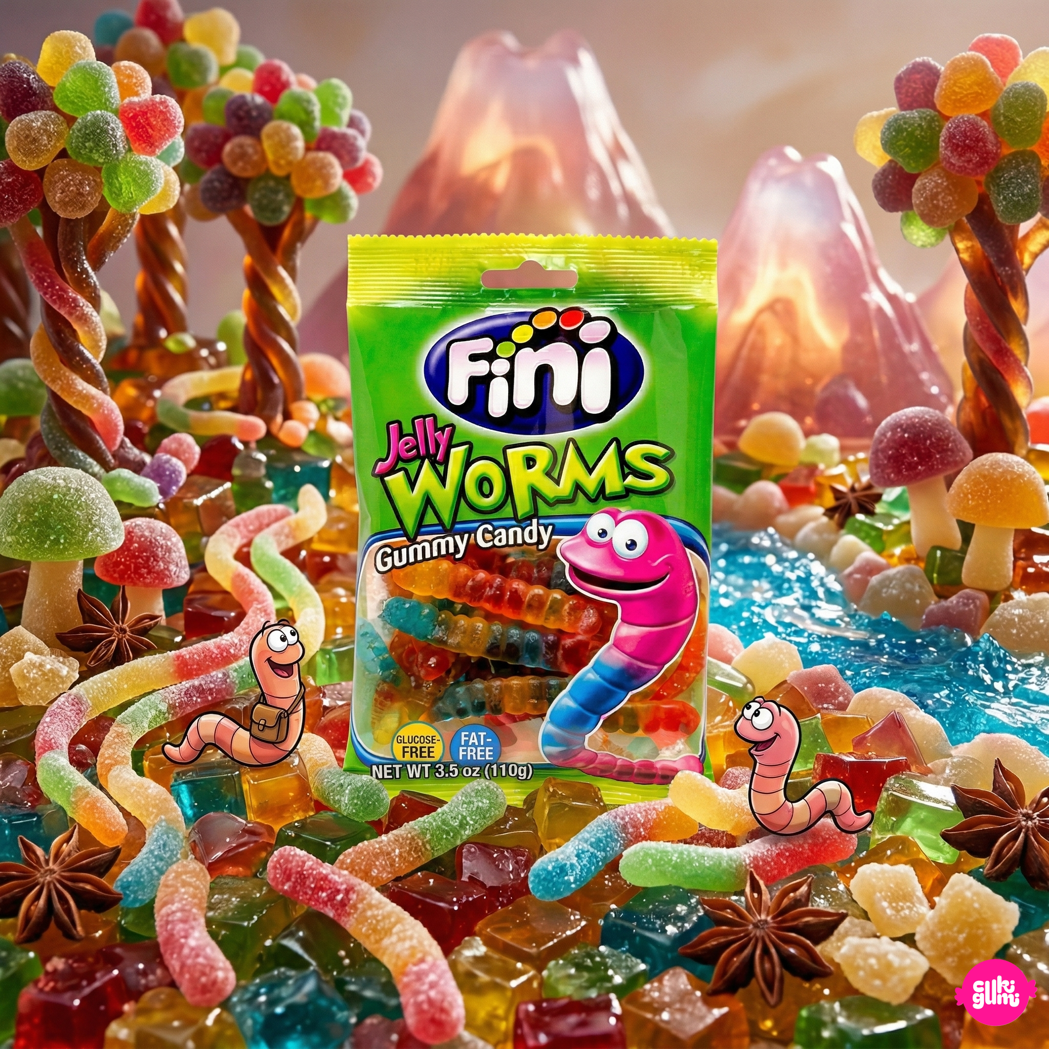 Fini Halal Jelly Worms 75 g – Gyümölcsös és Savanyú Gumiférgek
