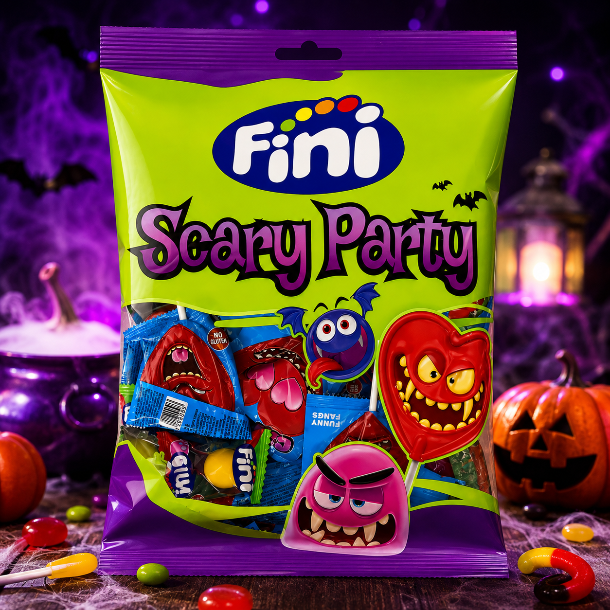 Fini Scary Party Mix Halloween édességválogatás gumicukorral, rágógumival és cukorkával 9 db, 180 g