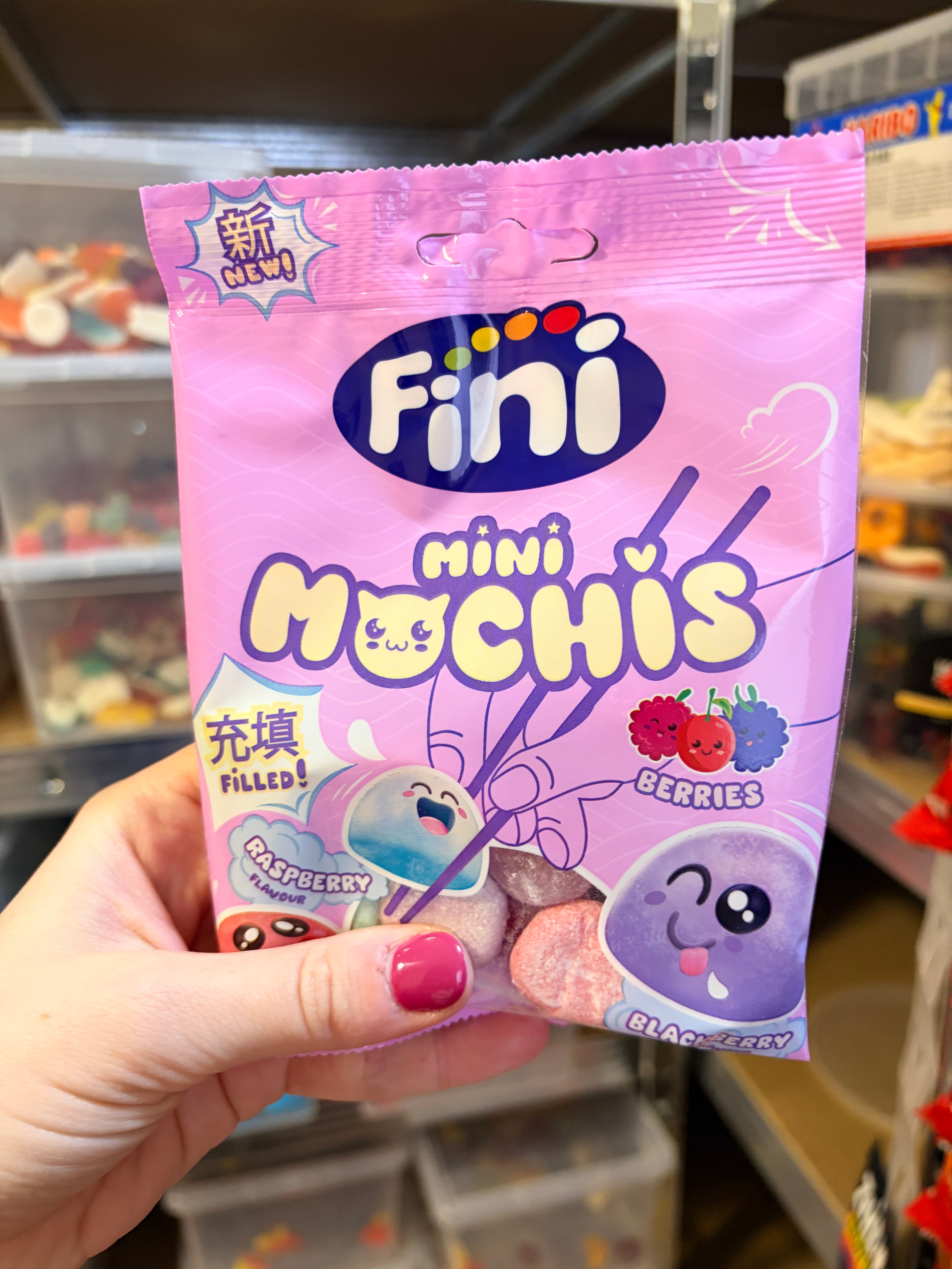 Fini Mini Mochis Berries 90 g – Erdei Gyümölcsös Zseles Töltött Gumigolyok