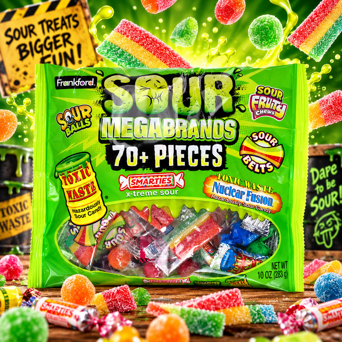 Frankford Sour Mega Mix 70 Pack 283 g - 70+ darabos savanyú amerikai édességválogatás 283 g
