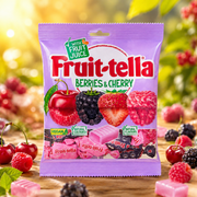 Fruit-tella bogyós gyümölcsös és cseresznyés puha rágós cukorka mix 135 g – Berries & Cherry