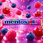 Mentos Feeling Berry Good – Cseresznye, áfonya és málna ízű rágócukorka 37,5 g