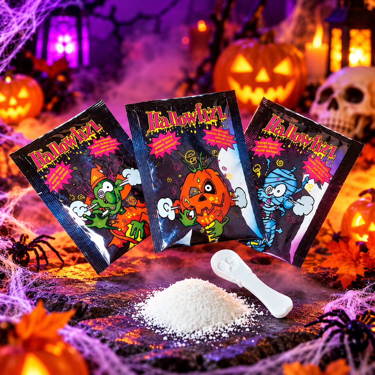 Hallowfizz 12G Vegyes Gyümölcs Ízű Cukorka Savanyú Porral
