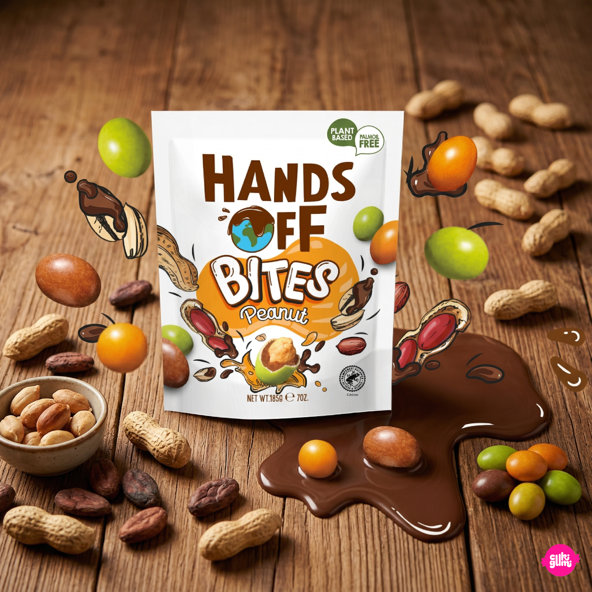 Hands Off Bites Peanut 185 g - Ropogós csokibevonatos földimogyoró drazsé