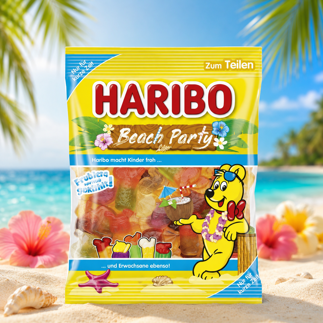 Haribo Beach Party 175g – Strand Party Gyümölcsös Gumicukor Válogatás