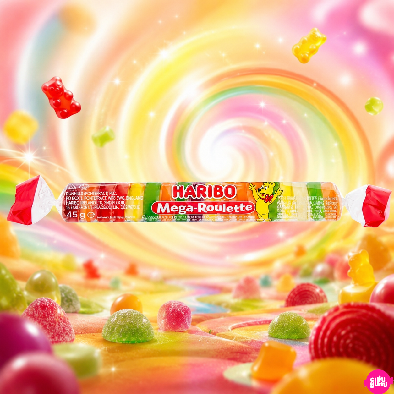Haribo Mega Roulette 45 g – Gyümölcsízű Gumicukor Tekercs