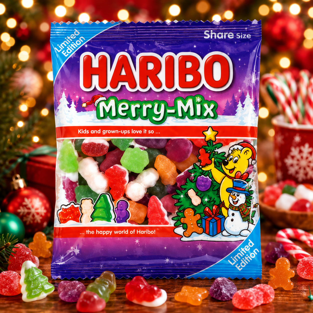 Haribo Merry-Mix Karácsonyi Gumicukor Válogatás 160 g