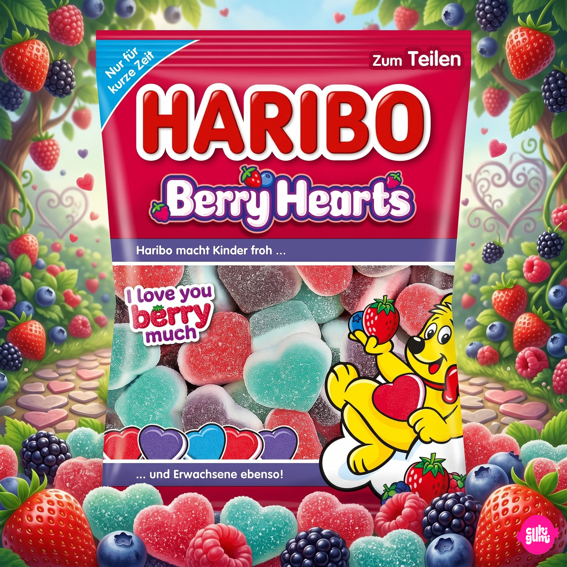 Haribo Berry Hearts 160 g – Bogyós Gyümölcsös Szív Gumicukor Habos Réteggel