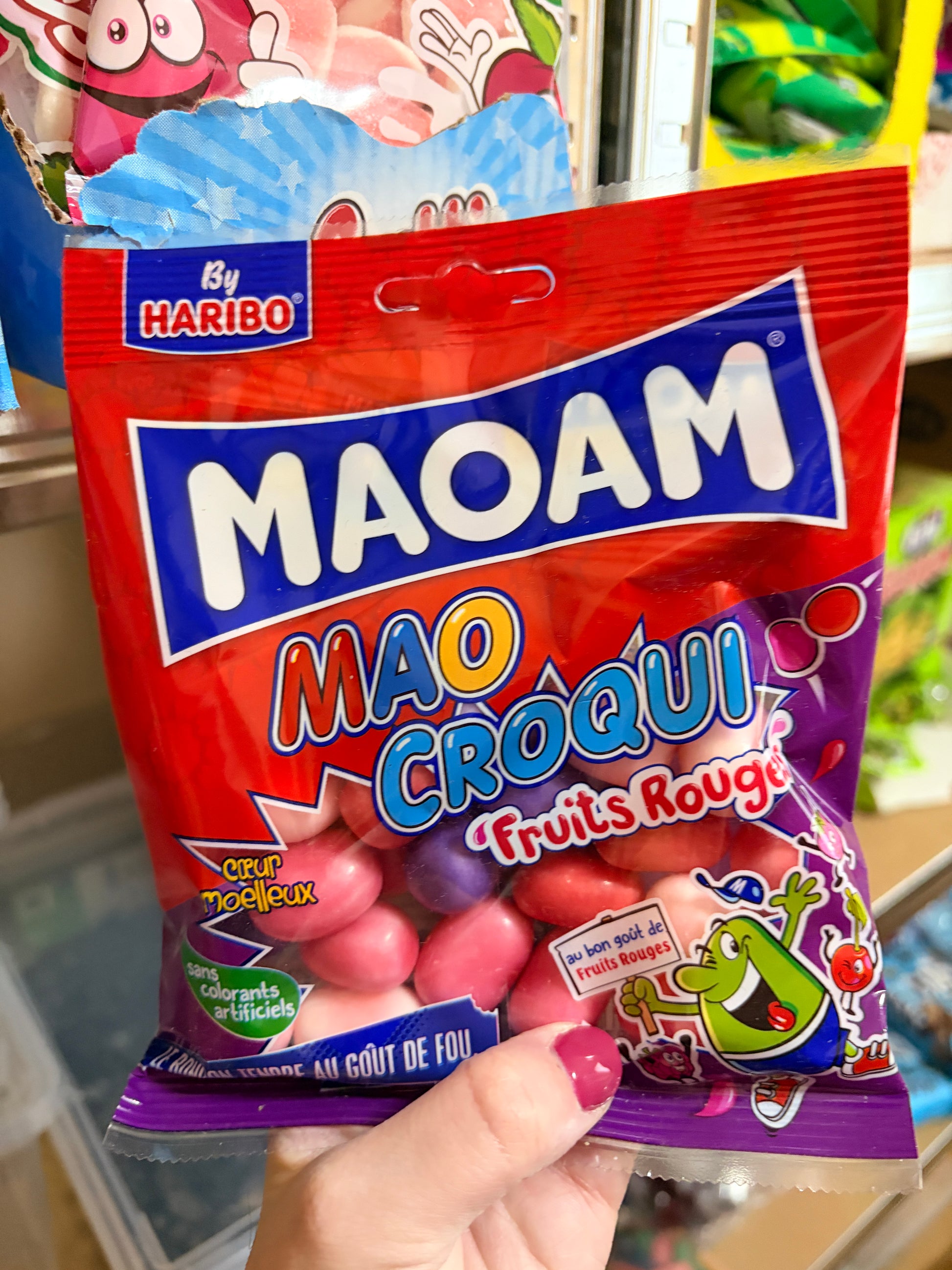 Haribo Maoam Croqui Red Fruit 120 g - Ropogós gyümölcsös gumicukor drazsé