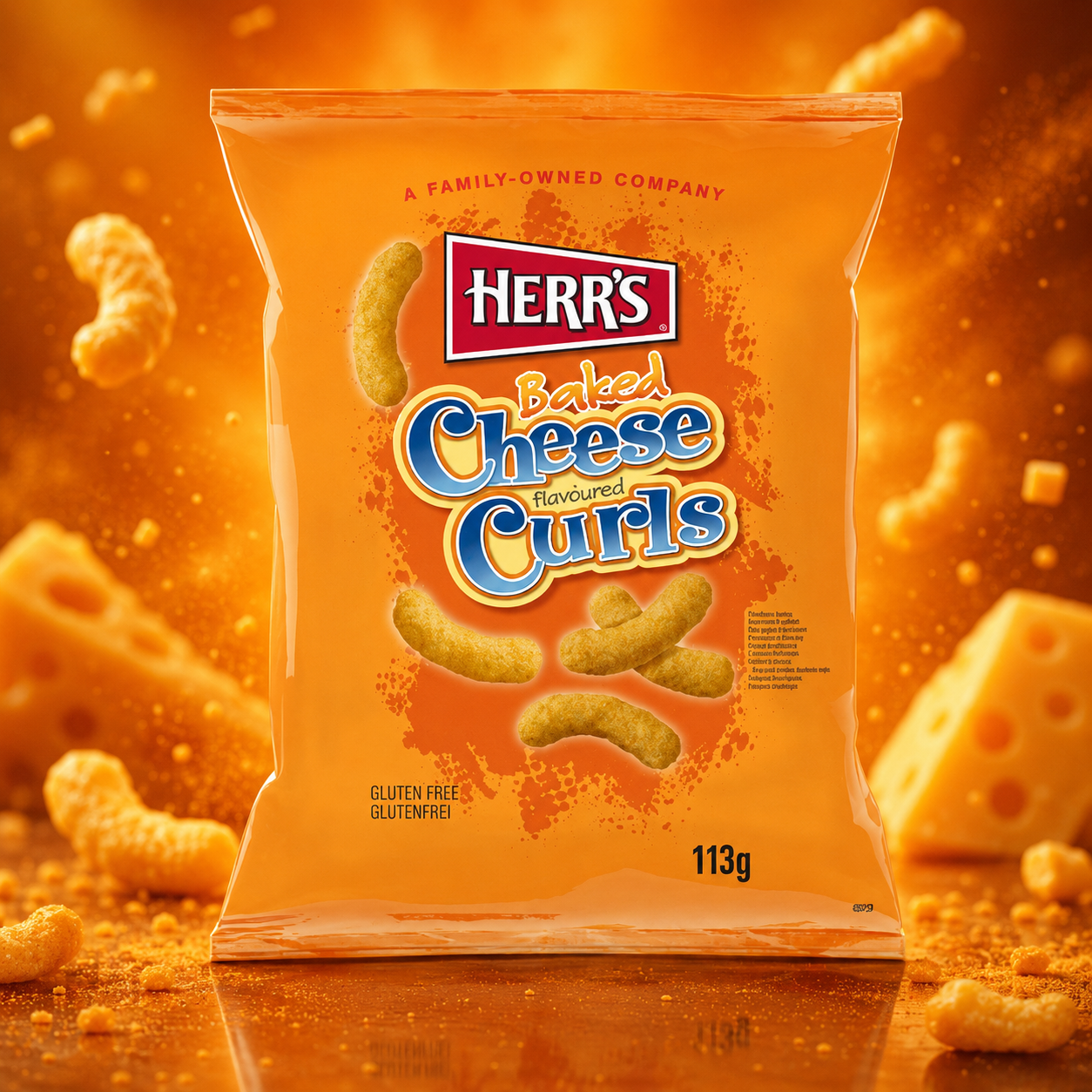 Herr's sajtos kukoricasnack 113 g – Herr's Baked Cheese Curls