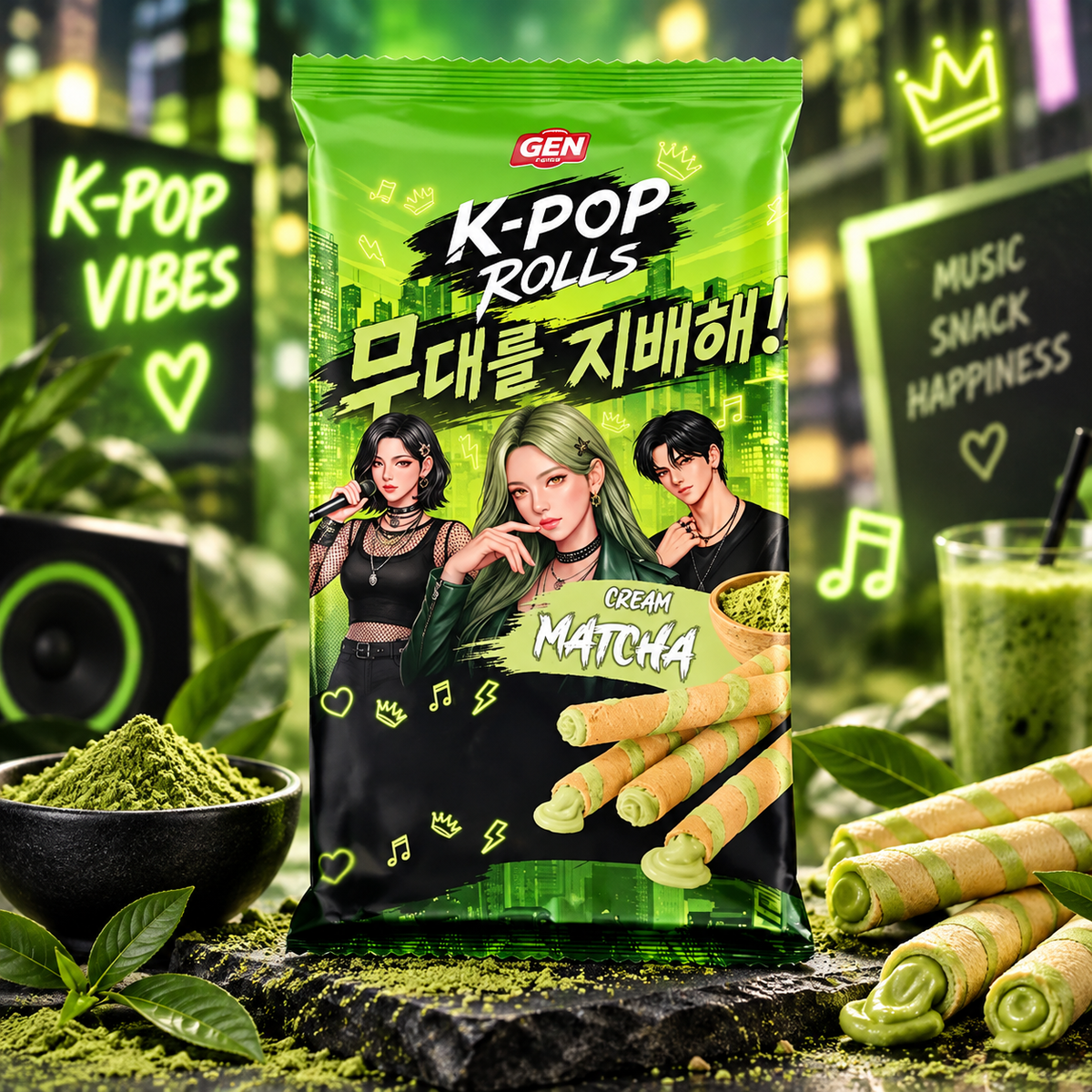 K-pop rolls matcha