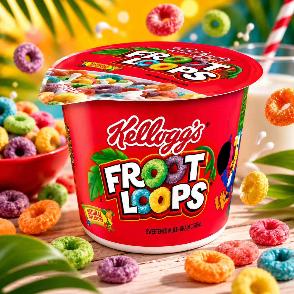 Kellogg's Froot Loops Cereal Cup 43g – Gyümölcsízű Amerikai Gabonapehely