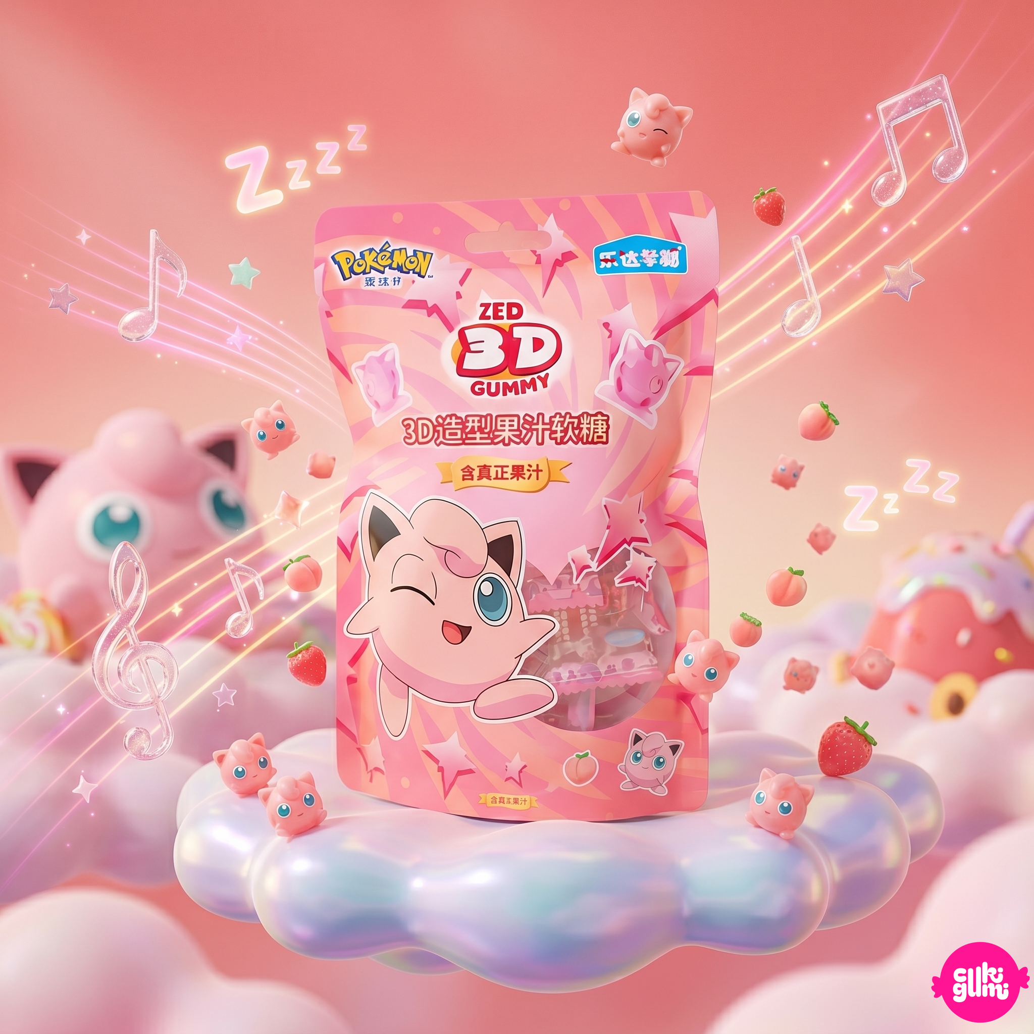 Leda Pokémon Strawberry Shaped 3D Gummy 56 g – Pokémon Eper Ízű 3D Gumicukor