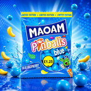 Maoam Pinballs Blue Raspberry 140g – Kék Málnás Rágócukor Golyók