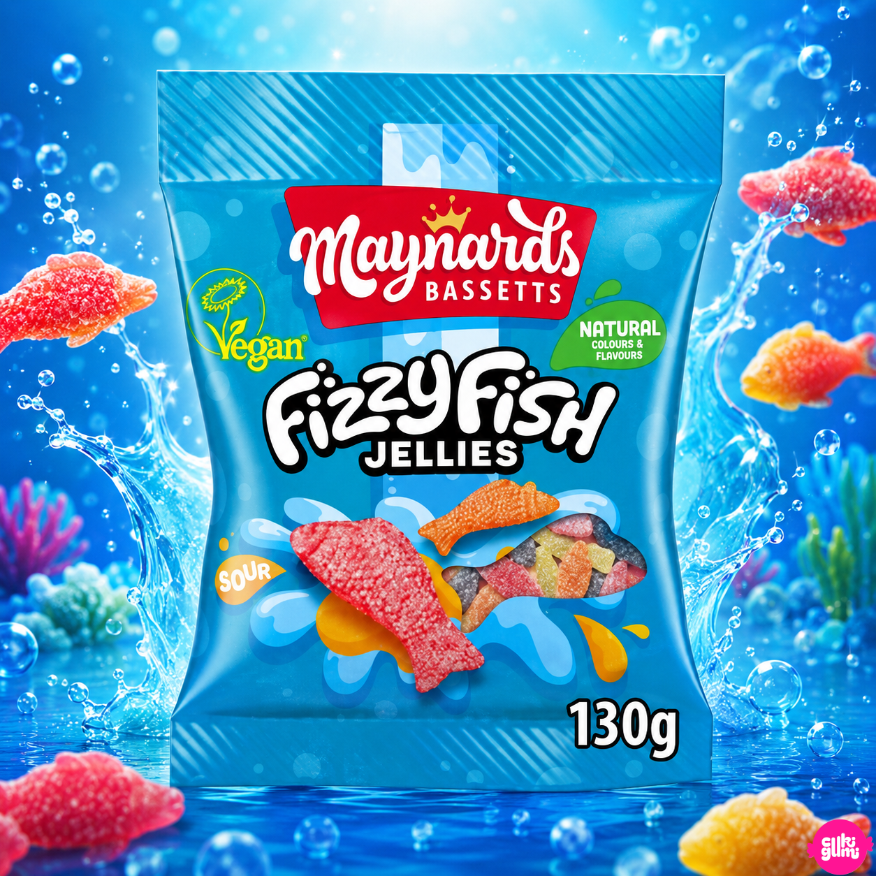 Maynards Bassetts Fizzy Fish Jellies 130 g – Savanyú Gyümölcsízű Gumicukor
