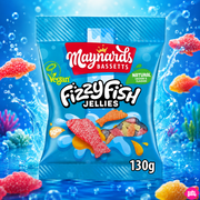 Maynards Bassetts Fizzy Fish Jellies 130 g – Savanyú Gyümölcsízű Gumicukor