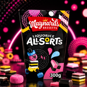 Maynards Bassetts Liquorice Allsorts vegyes édesgyökér-cukorka válogatás 300 g
