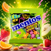 Mentos Sour Tones 120g - Sour Strawberry, Orange and Apple Flavoured Chewy Dragees