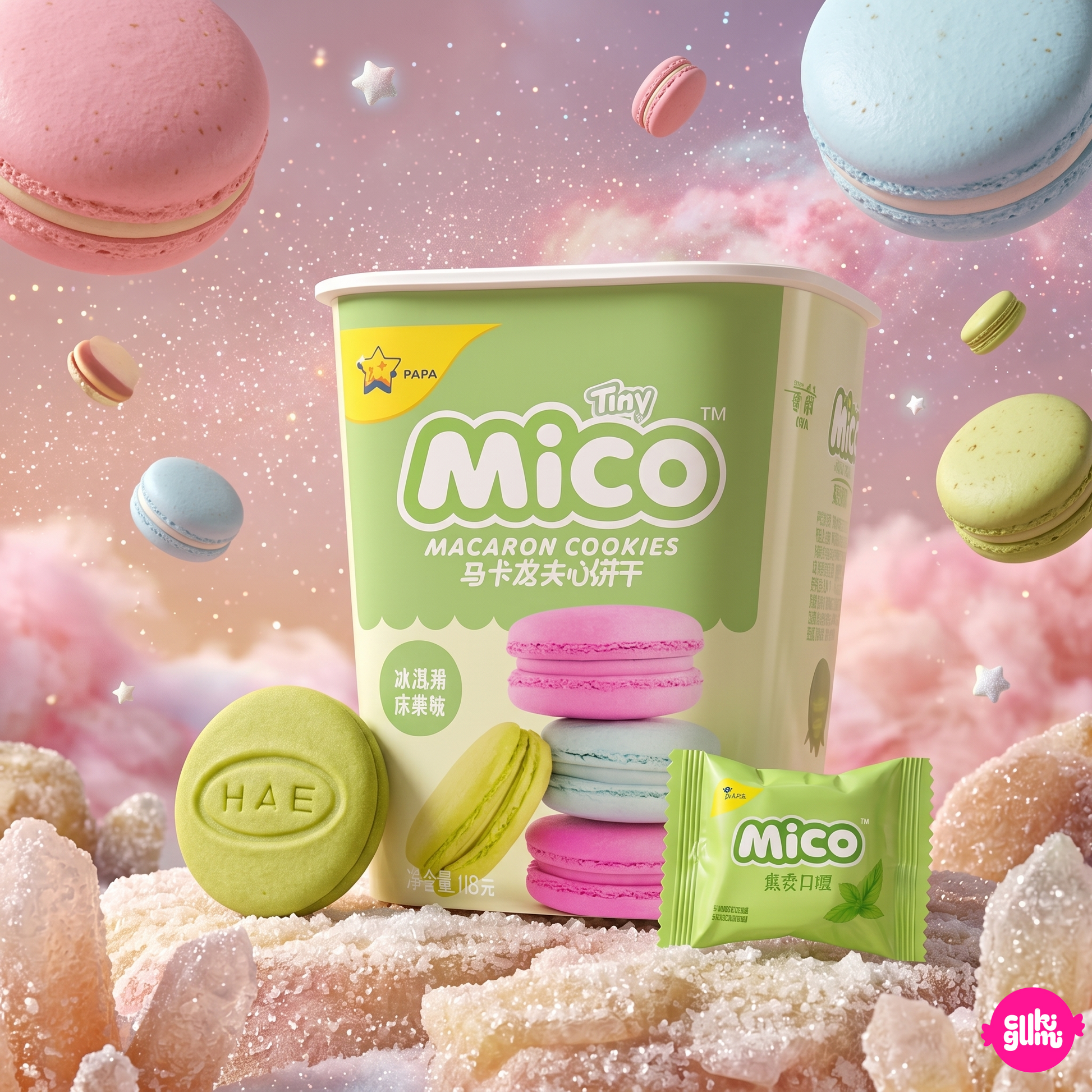 Mico Ice Cream Matcha Macaron Cookies 88 g – Matcha Fagyi Ízű Macaron Keksz