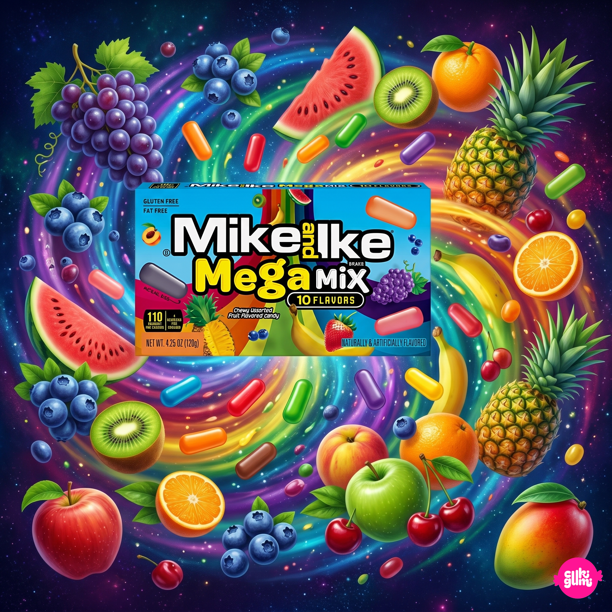Mike and Ike Mega Mix 120 g – Gyümölcsös Rágós Cukorkák Mix