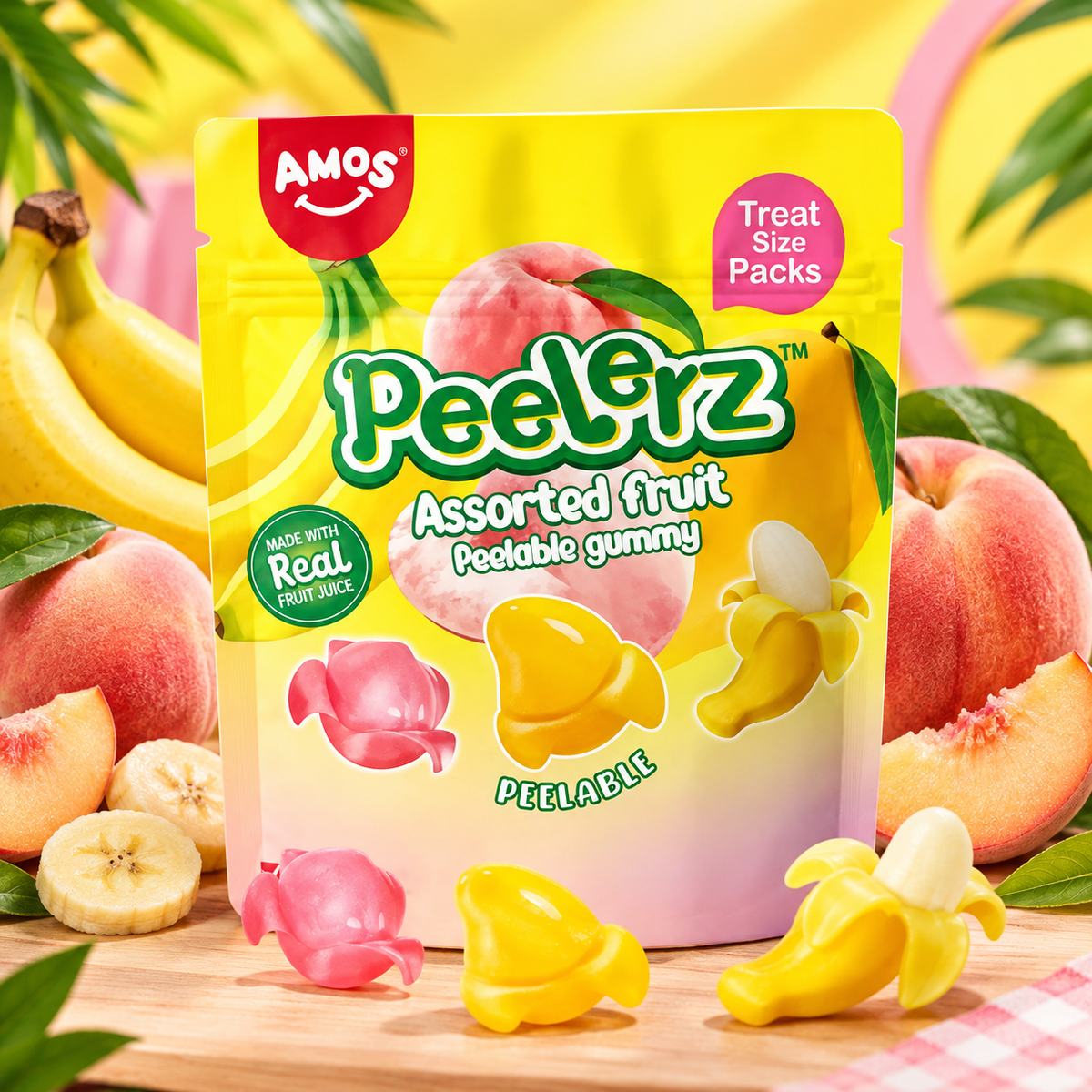 AMOS Peelerz Gummy Mix – Hámozható gyümölcsös gumicukor válogatás 300 g