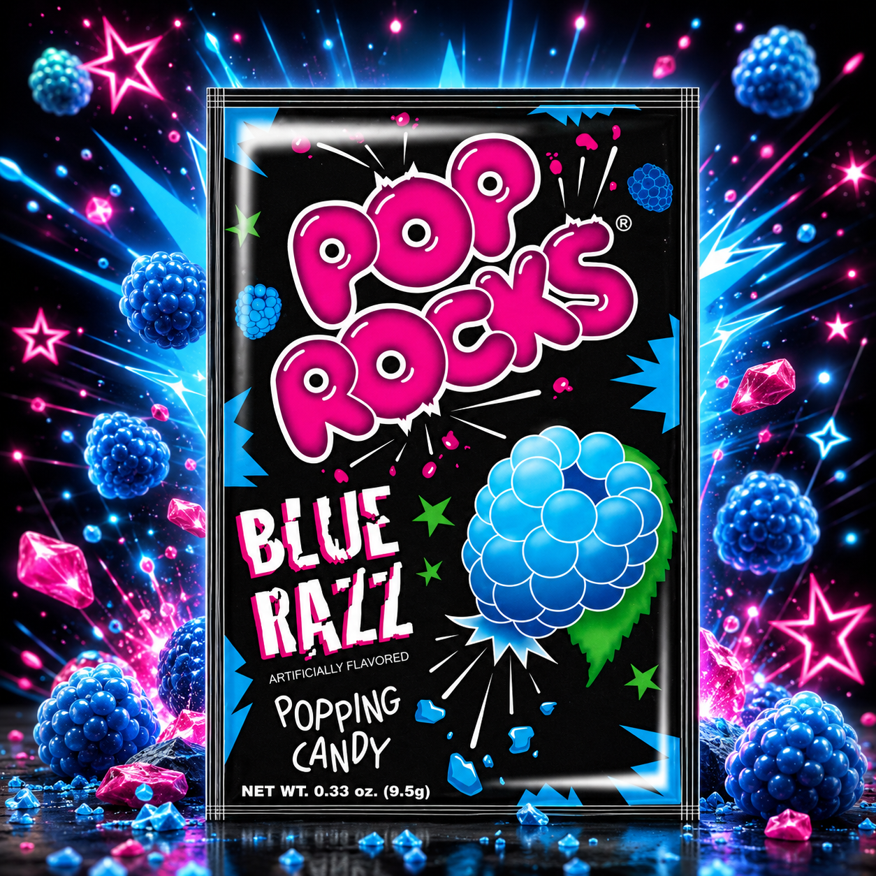 Pop Rocks Blue Razz 10g – Kék Málna Ízű Pattogó Cukorka