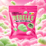 Rebelle Fluffy Clouds – Hozzáadott cukor nélküli eper- és almaízű habgumicukor 50 g