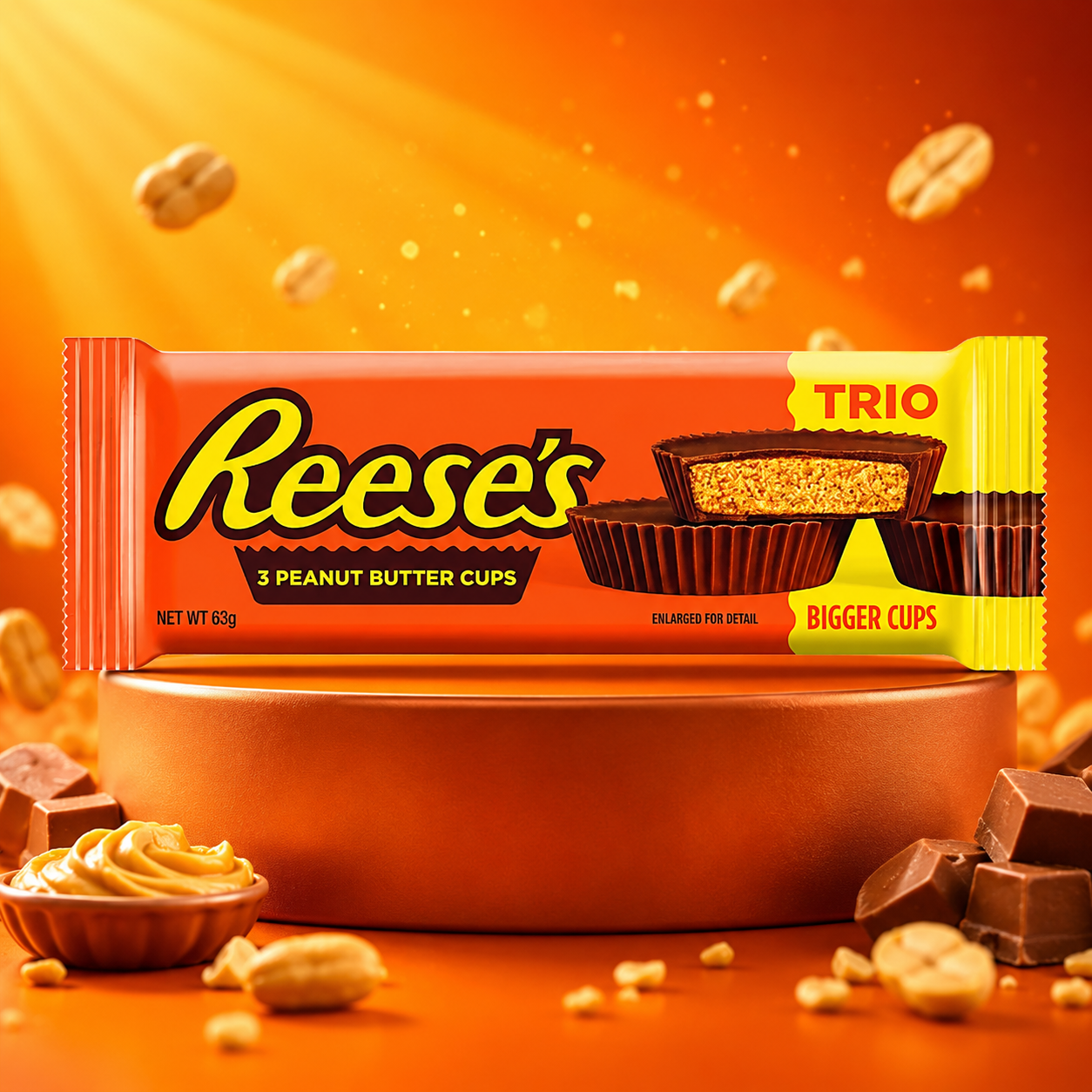 Reese's Peanut Butter Cups Trio 63g – 3 Darabos Mogyoróvajas Csokoládé