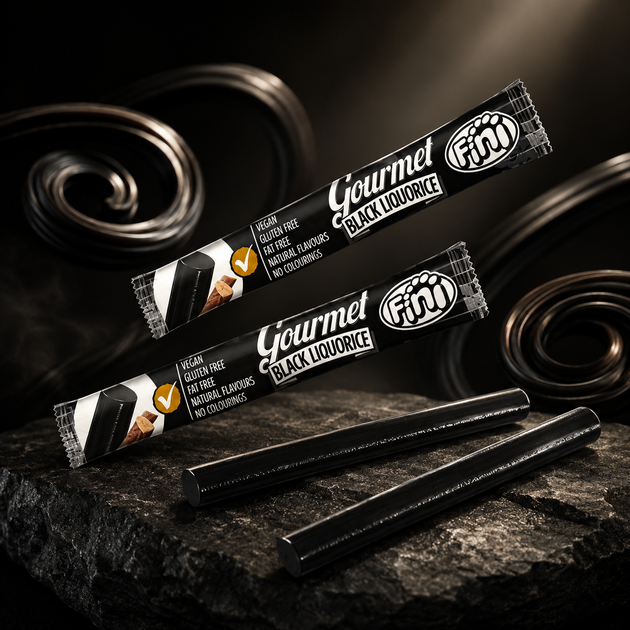 FINI Gourmet Vegan Black Liquorice 32g – Vegán Fekete Édesgyökér Rúd