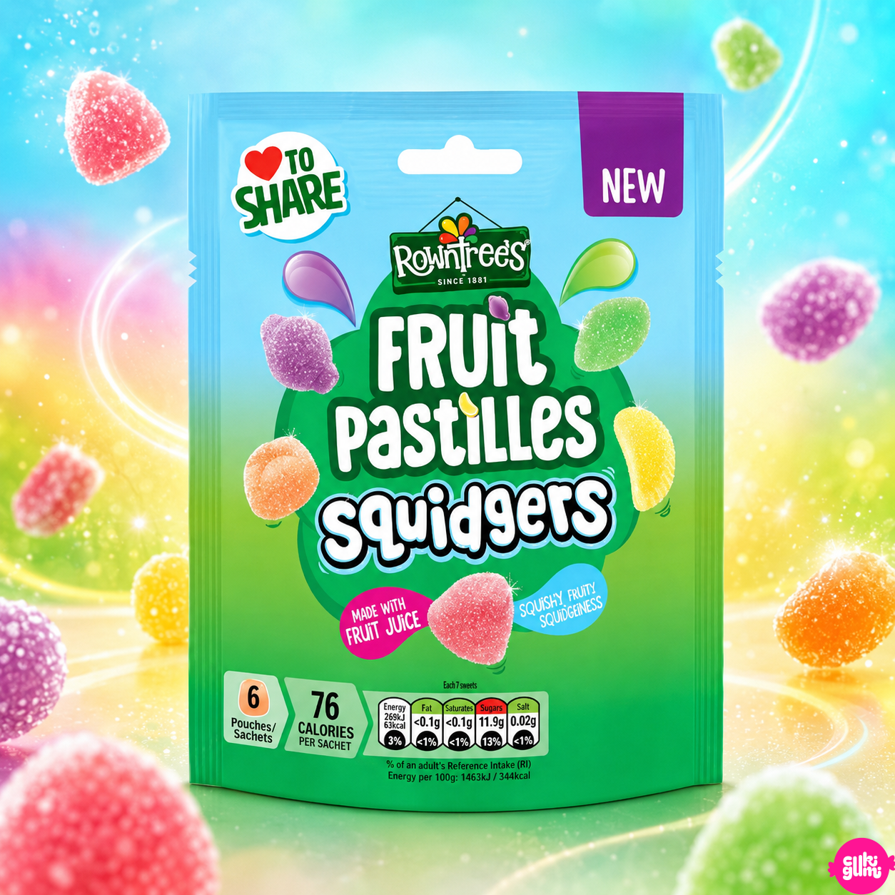 Rowntree's Fruit Pastilles Squidgers 120 g – Gyümölcsízű Gumicukor
