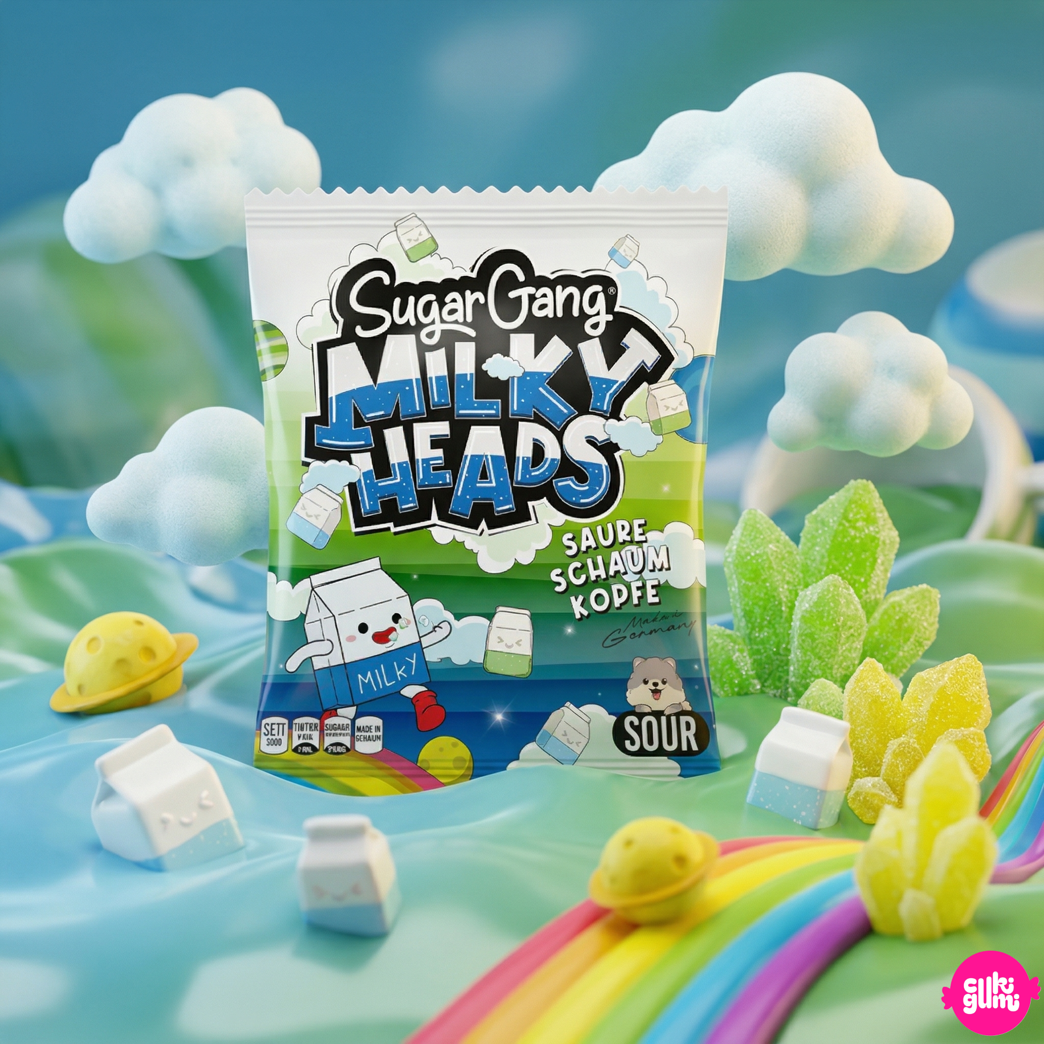 Savanyú Tejes Fejes Habcukor 105 g – SUGARGANG Milky Heads Sour